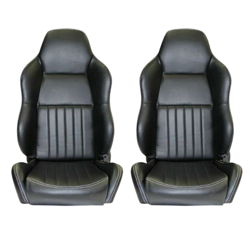 Autotecnica Classic High Back PU Leather Bucket Seats Car Reclinable Black for Ford Falcon XB XC