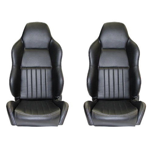 Classic High Back PU Leather Bucket Seat Pair(2) Car Reclinable Holden HQ HJ Ute