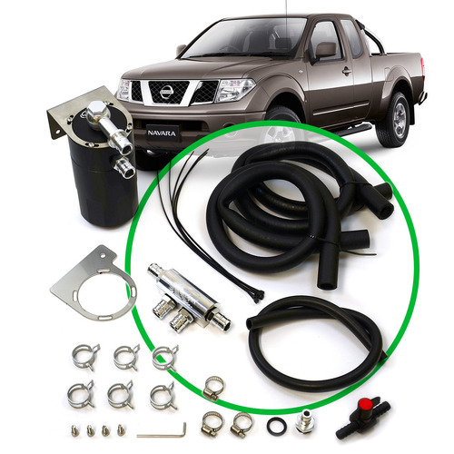 SAAS Oil Catch Tank Full Kit Black Anodised for Nissan Navara D40 2.5L 2005-2015