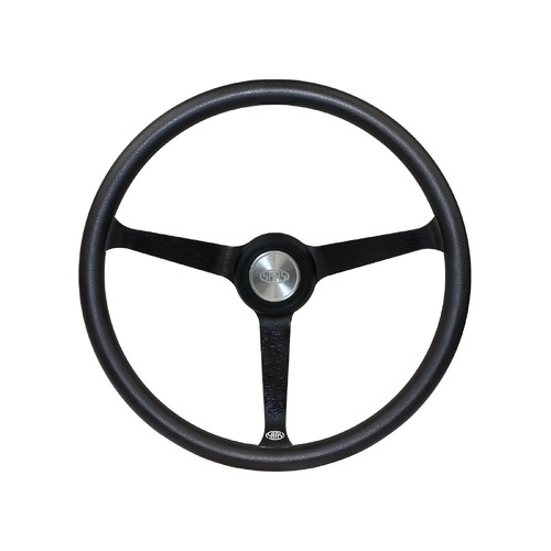 SAAS Steering Wheel 15in Classic Deep Dish 380mm Black Solid Alloy Spokes ADR