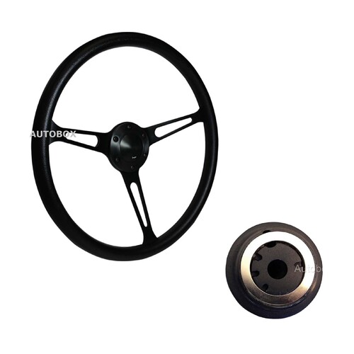 SAAS Classic Black Steering Wheel 380mm  Boss Kit for Toyota Landcruiser 80 100