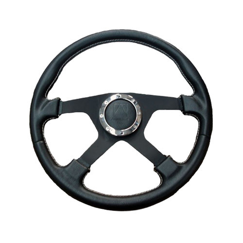 Classic Black Spokes PU Leather Steering Wheel 380mm suits Patrol Landcruiser