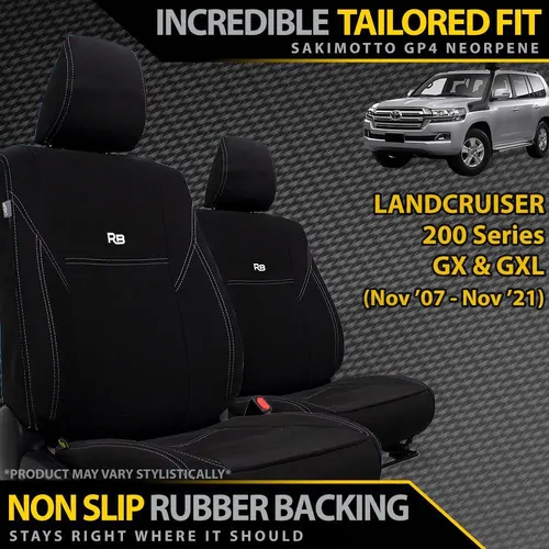 Razorback 4x4 Neoprene Front Row Seat Covers for Toyota Landcruiser 200 Series