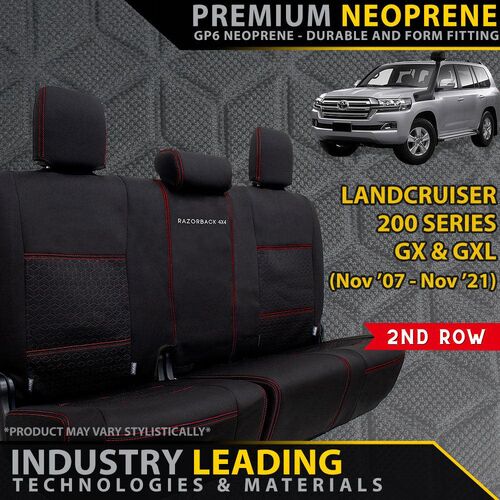 Razorback 4x4 Premium Neoprene Rear Row Seat Covers for Toyota Landcruiser 200 Series