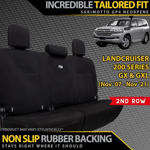 Razorback 4x4 Neoprene Rear Row Seat Covers for Toyota Landcruiser 200 Series