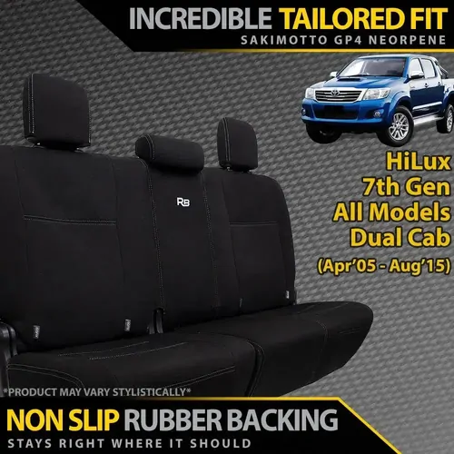 Razorback 4x4 Neoprene Rear Seat Covers for Toyota HiLux 7th Gen 