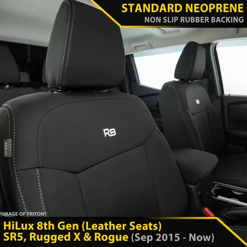 Razorback 4x4 Neoprene Front Row Seat Covers for Toyota HiLux 8th Gen GR Sport GP4 2024-Current