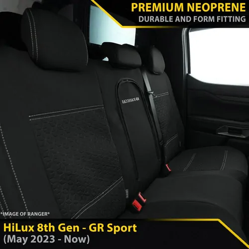 Razorback 4x4 Premium Neoprene Rear Row Seat Covers for Toyota Hilux 8th Gen GR Sport GP6 2023-Current